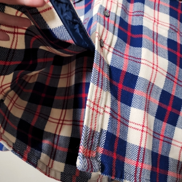 CLAY POOLE 70's The Hecht Co Red White Blue Wooly Acrylic Shacket shirt jacket M - Picture 4 of 11